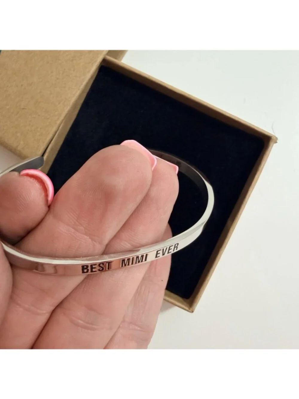 JoyCuff Silver ‘Best Mimi Ever” Cuff Bracelet